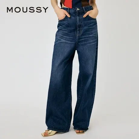 MOUSSY 夏季新品简约休闲风复古蓝色阔腿牛仔裤010HSS11-0640图片