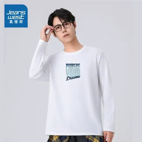 XC真维斯男装2025春季新款 简约休闲男士针织上衣宽松纯棉长袖T图片