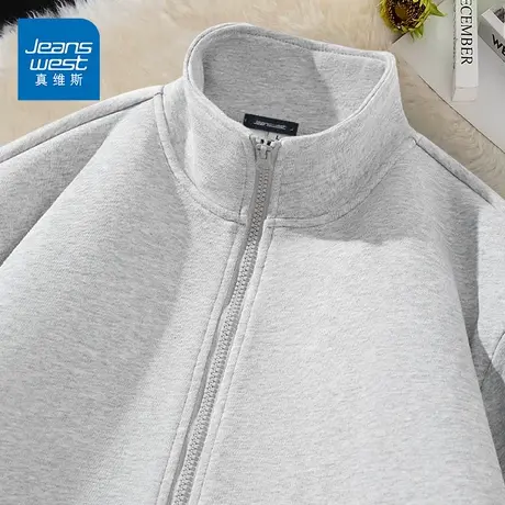 GV真维斯立领开衫外套男秋季男士卫衣男款拉链运动休闲夹克上衣D图片