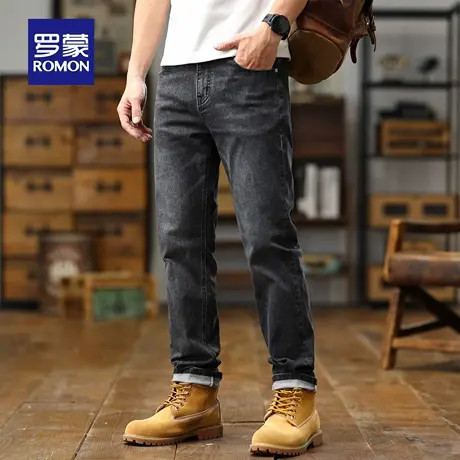 罗蒙复古水洗牛仔裤男夏季薄款休闲大码宽松长裤弹力直筒裤子N3Z图片