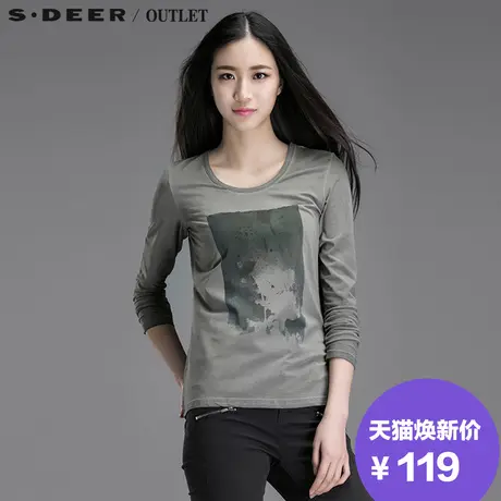s.deer【新品】圣迪奥专柜正品绿意印染简约套头T恤S15180252图片