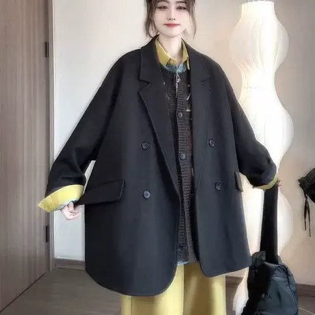 西装外套女2025春秋装新款韩版高级小个子设计感休闲黑色西服上衣商品大图