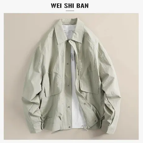 潮牌休闲短款工装夹克男士春秋季高街vibe宽松飞行员翻领帅气外套图片