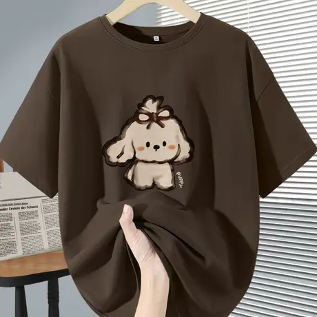 KWV真维斯纯棉短袖t恤女2025新款夏季男女同款宽松半袖上衣女夏图片