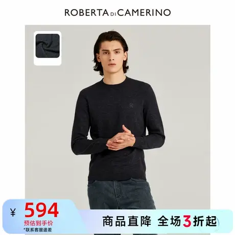 【羊毛】ROBERTA诺贝达秋季新品圆领针织长袖纯色毛衣羊毛衫男商品大图