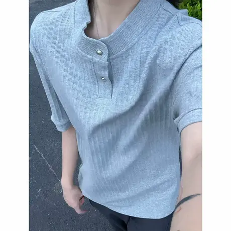 短袖T恤男夏季2025新款美式休闲宽松半袖上衣港风纯色大码体恤衫图片