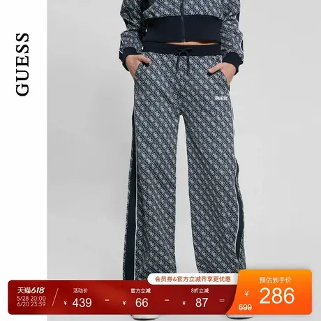 GUESS女士满印老花字母阔腿休闲长裤-V4BB09KCHW0商品大图