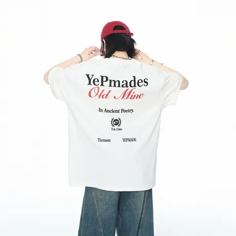 YEP美式复古字母印花短袖t恤女夏季ins潮牌半袖宽松oversize上衣图片
