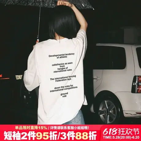 美式设计感街头风白色正肩t恤女短袖oversize宽松大版纯棉上衣潮商品大图