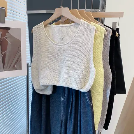 圆领针织马甲背心女2025夏装新款宽松外穿马夹叠穿叠穿毛衣坎肩潮商品大图