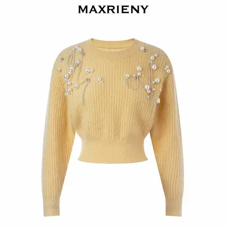 【奥莱】MAXRIENY豆蔻小苍兰毛衫上衣女复古毛衣商品大图
