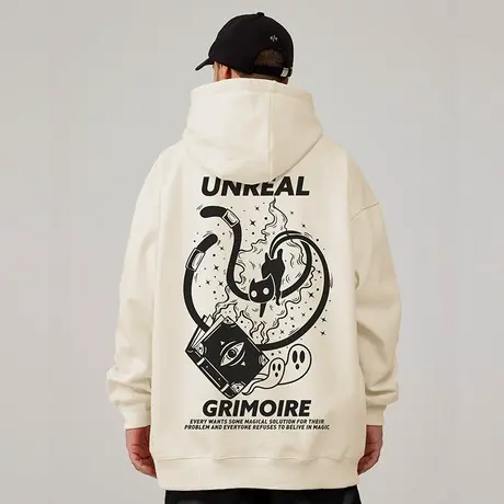 2025新款oversize胖子连帽卫衣男潮牌ins大码男装春秋季加绒嘻哈图片