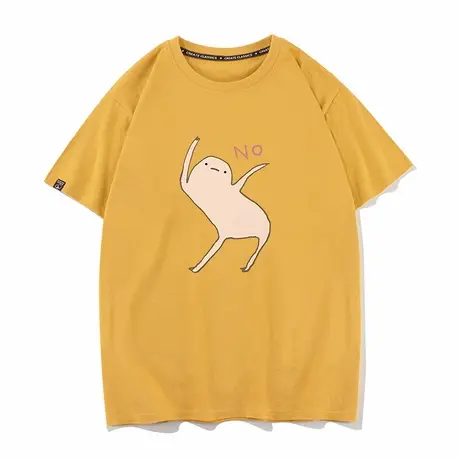 学会no搞怪卡通印花T恤拒绝手势图案半袖搞笑恶搞图案打底衫短袖图片