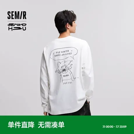 [商场同款]森马×RYO艺术家系列长袖T恤男2024冬新款情侣oversize图片