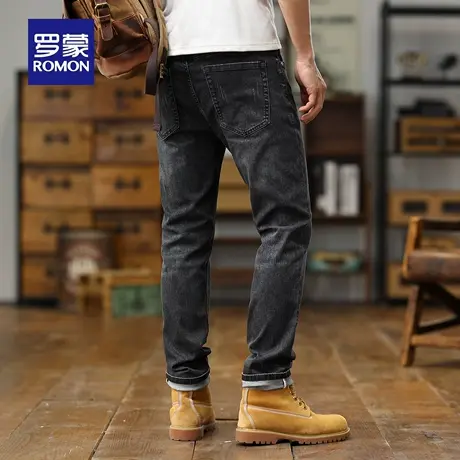 罗蒙水洗牛仔裤夏季男士薄款休闲宽松大码长裤弹力小脚直筒裤N3Z商品大图