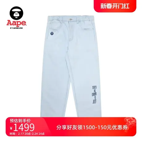Aape男装春夏猿人徽章字母图案刺绣休闲潮流水洗牛仔裤A681XAM商品大图