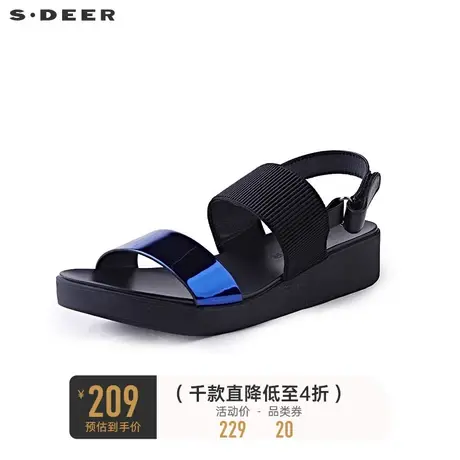 sdeer圣迪奥时尚休闲撞色拼接女式凉鞋S19283997图片