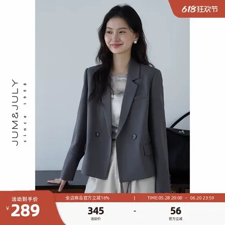 嘉茱莉通勤休闲西装外套女2025新款小个子短款西服上衣垫肩西装商品大图
