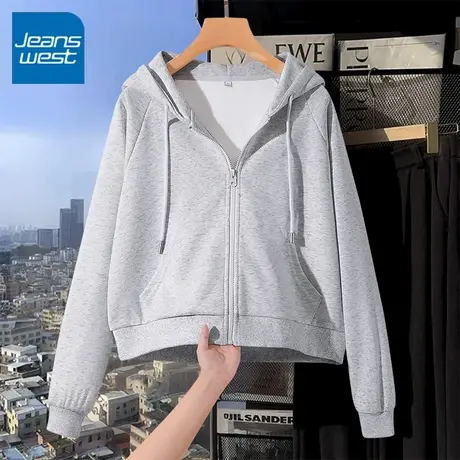 KV真维斯外套女春秋款卫衣2025新款连帽拉链上衣春季小个子开衫薄商品大图