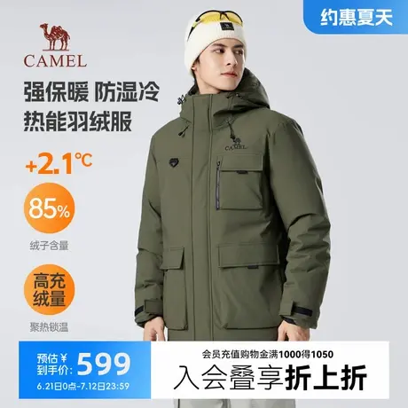 骆驼工装羽绒服冬季男2025新款户外防风保暖派克服加厚连帽外套图片