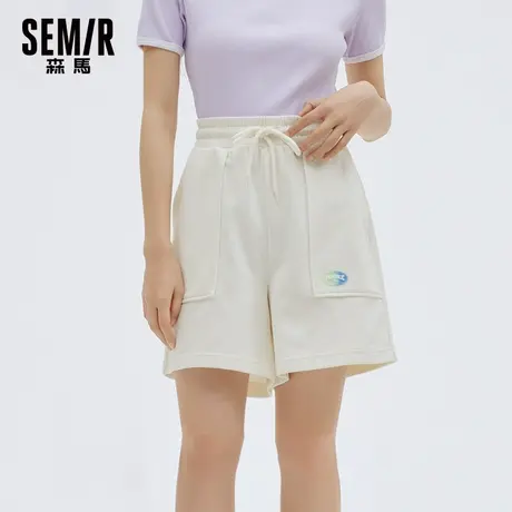 森马休闲裤女士宽松抽绳元气少女直筒裤子夏季居家裤运动针织短裤商品大图