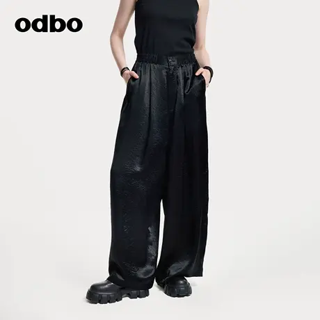odbo/欧迪比欧原创时尚设计休闲裤2025春夏新款阔腿裤醋纤西装裤商品大图