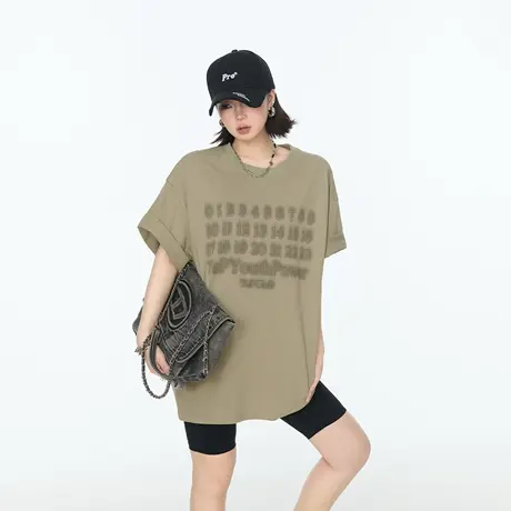 2025夏季新款宽松印花短袖T恤男女同款潮酷纯棉街头ins风半袖上衣商品大图