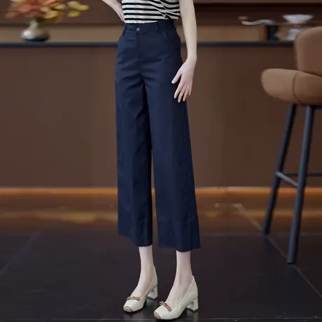 艾草莫代尔垂顺休闲直筒裤女2025夏季新款九分西装裤显瘦薄阔腿裤商品大图