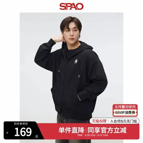 SPAO韩国同款2025年春新品男士小熊Woodie连帽卫衣SPMZF12C80商品大图