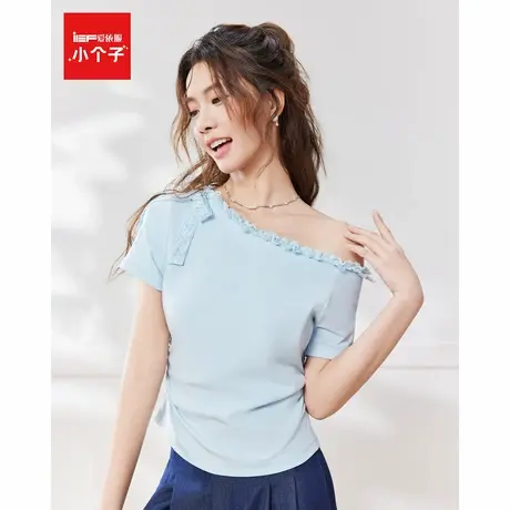 IEF/爱依服短袖2025夏季新款法式甜美纯欲风露肩设计修身百搭上衣图片
