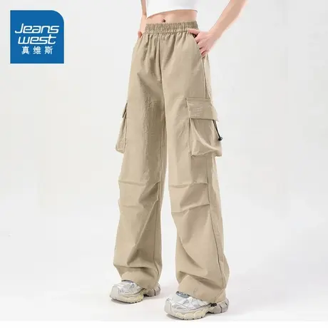 YD真维斯女装2025夏季新款美式工装宽松小个子复古休闲长裤女商品大图