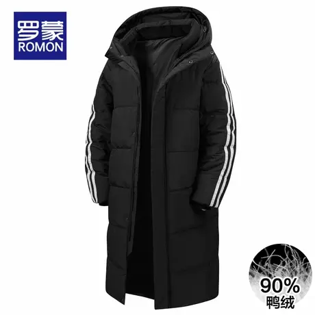 罗蒙男士时尚潮流长款连帽羽绒服2025冬季新款宽松保暖百搭外套男商品大图