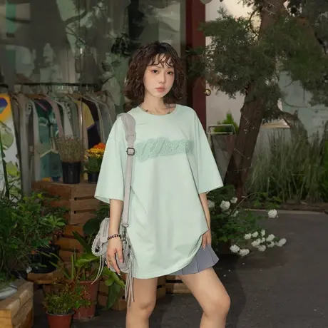 YEP简约字母印花t恤女夏季新款薄荷曼波纯棉短袖上衣宽松百搭半袖图片