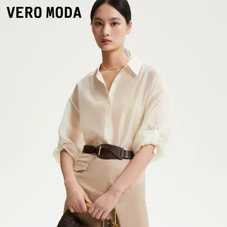 Vero Moda衬衫女2025秋季新款含莱赛尔宽松薄纱简约上衣325305004商品大图
