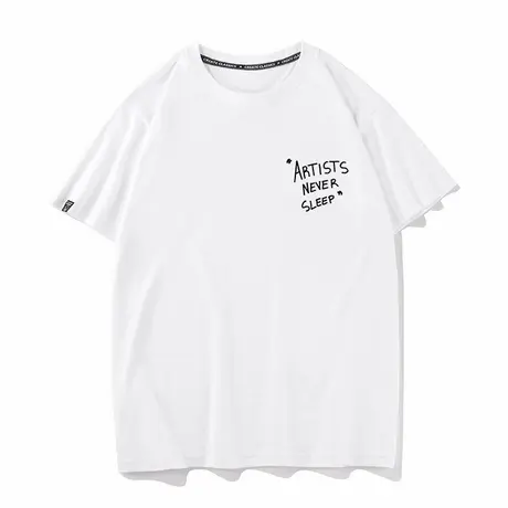 艺术家不睡觉 | 趣味字母t恤男夏装宽松ins短袖女纯棉半袖潮上衣商品大图