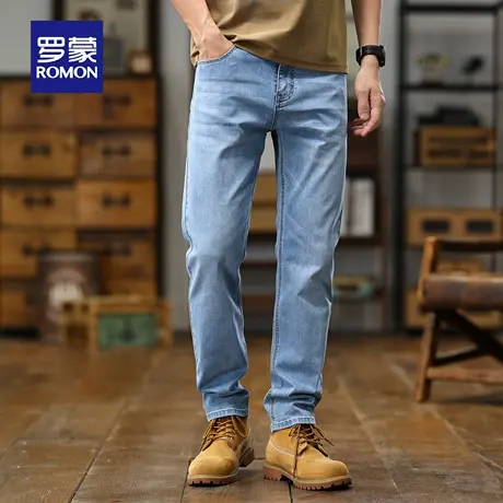罗蒙复古牛仔裤夏季男士薄款休闲宽松大码长裤弹力小脚直筒裤N3Z图片