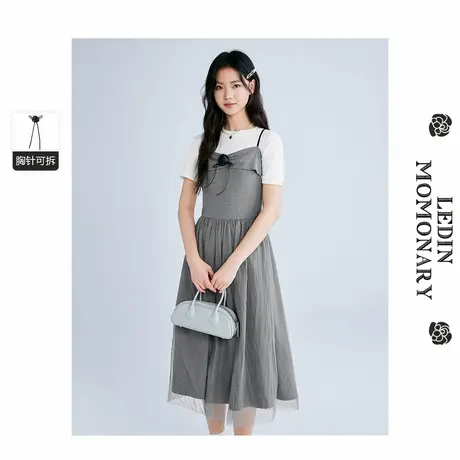 【商场同款】乐町拼接款吊带连衣裙女2025夏季新款裙子C1FAF2159商品大图