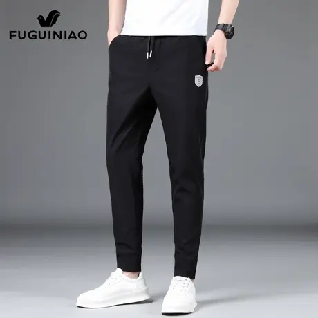 富贵鸟九分休闲裤男士2025年夏季新款修身小脚弹力运动长裤子男款图片