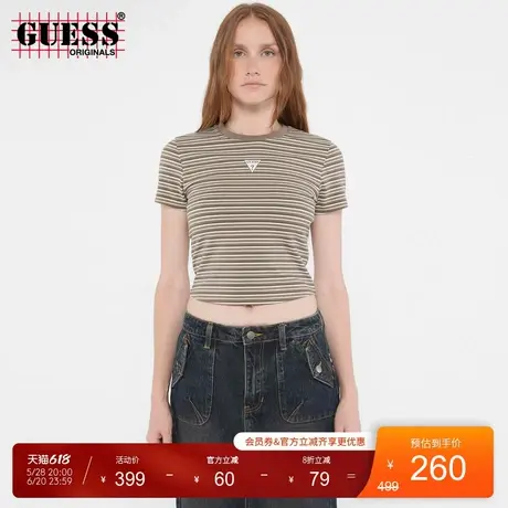 GUESSOriginals女士撞色条纹舒适简约时尚短袖T恤图片