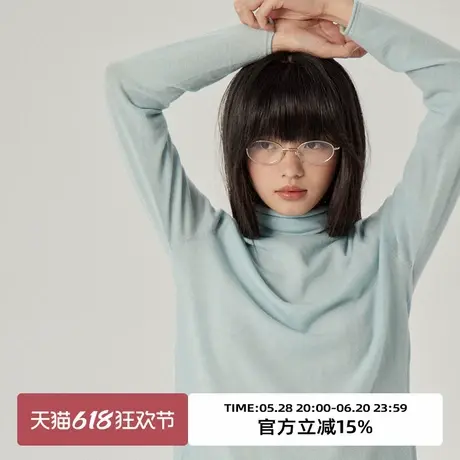 omont蛋挞家100%绵羊毛高领多色修身打底衫2025春季软糯修身毛衣商品大图