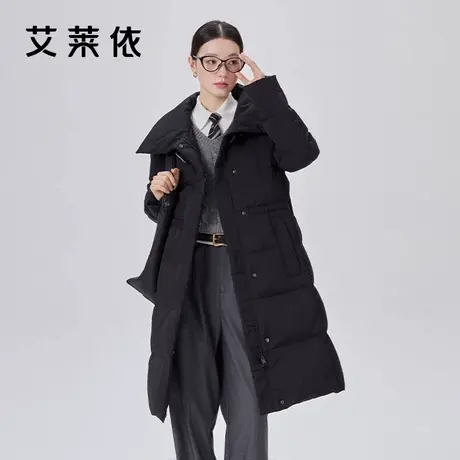 艾莱依奥莱翻领羽绒服女爆款气质长款鸭绒H版斜门襟冬季外套反季商品大图
