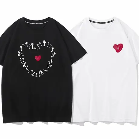 秀洛夏季情侣装 锁芯锁心 短袖T恤商品大图