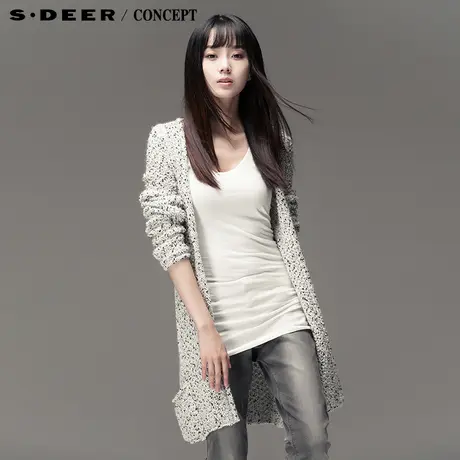 【新品】sdeer圣迪奥专柜正品女装冬装设计感针织开衫毛衣3483511图片
