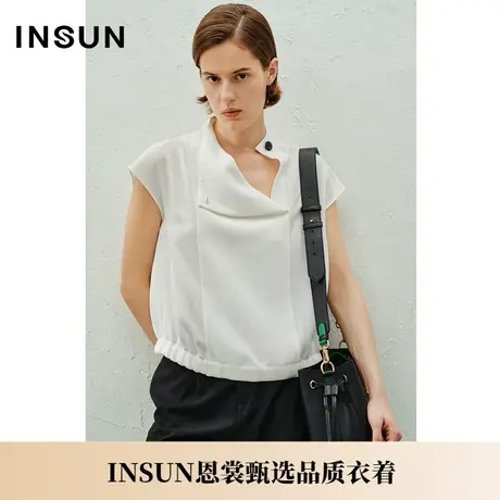 INSUN恩裳夏装三醋酸立领休闲宽松衬衫商品大图