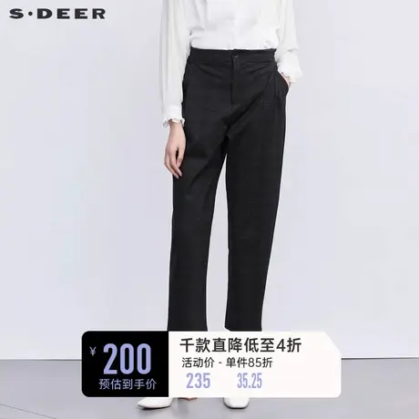 sdeer圣迪奥冬装女装松紧拼接插袋压褶西装长裤S22480801图片