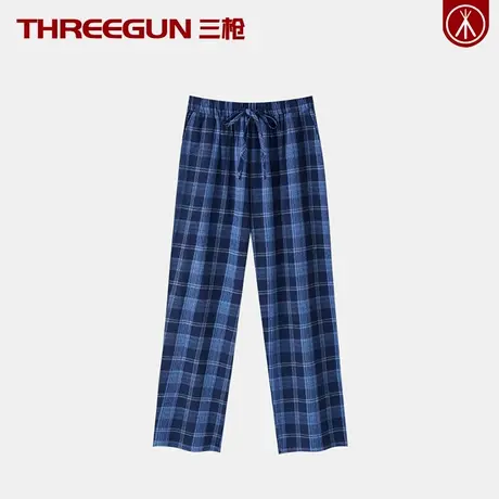 THREEGUN/三枪100%纯棉男士睡裤薄款系带家居裤男全棉睡衣带口袋图片