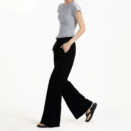 美式高腰微喇运动卫裤女夏季2025新款宽松bf慵懒风拖地休闲长裤图片