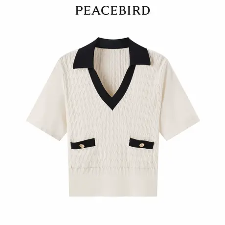 【商场同款】太平鸟女装年秋季新款V领短袖线套衫A1EED3202图片