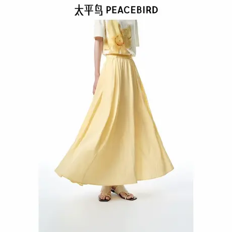 【商场同款】太平鸟女装2025年夏季新款肌理褶皱长裙A1GFF2513商品大图
