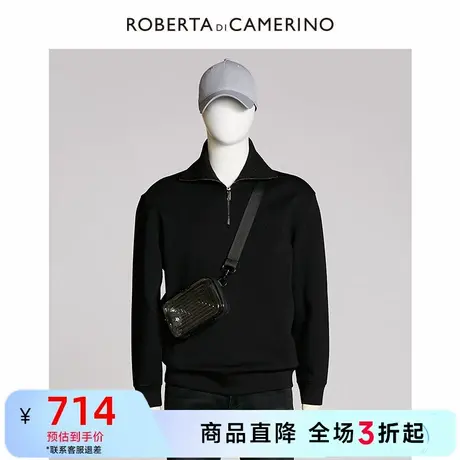 【双面料】ROBERTA诺贝达春季新款翻领毛衣休闲潮流柔软卫衣图片